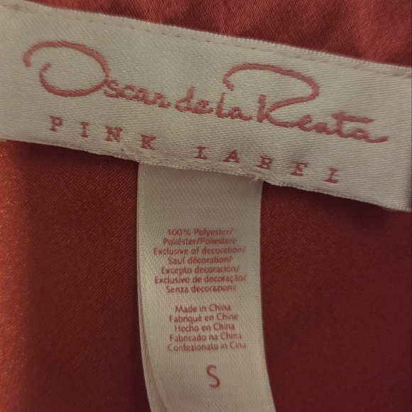 Oscar De La Renta Pink Label Silky Satin Coral Pink Lace 2 Piece Matching Set Pj - Picture 3 of 12